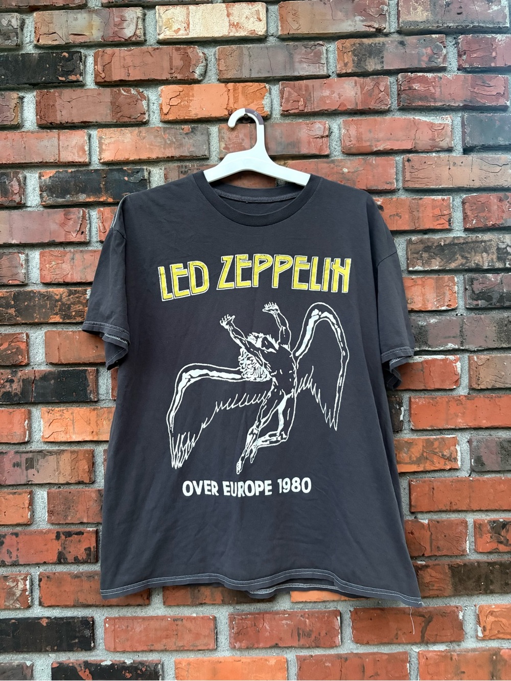 Led Zeppelin Black 'Over Europe 1980' Graphic Tee